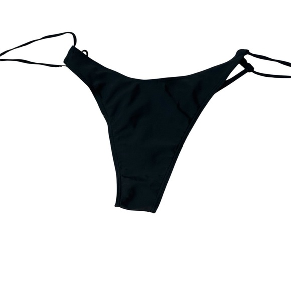 Black String Bikini Bottom Thong Minimalist Swimsuit Beach Pool Sexy - Picture 2 of 4
